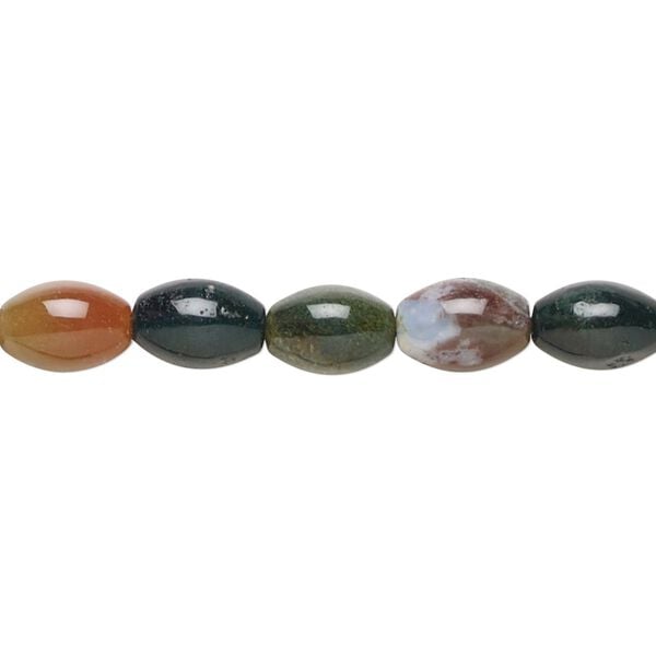 Fancy jasper 1pkg1, oval bead natural 15.5-16 inch 9x6mm image number 0