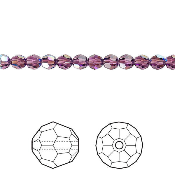 Bead 12pk amethyst shimmer, Crystal Passions® 4mm round 5000 image number 0