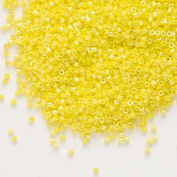 Seed bead, Delica®, glass, pkg/50g, #15 round, opaque rainbow yellow (DBS-0160). image number 0
