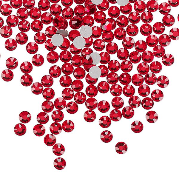 Flat back, Dance With Me™ crystal rhinestone, light Siam, foil back, 3-3.2mm rose, SS12. Sold per pkg of 144 (1 gross). image number 0