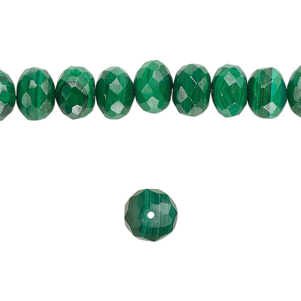 Malachite 1pkg1, faceted rondelle bead natural 8 inch 10x7mm image number 0