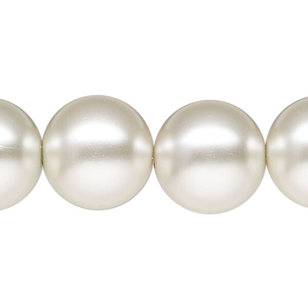 Bead, glass pearl, silver-white, 16mm round. Sold per 15-1/2" to 16" strand. image number 0