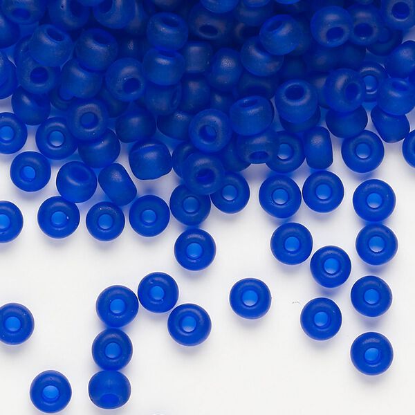 Seed bead, Miyuki, glass, pkg/250g, #6 rocaille, translucent matte cobalt (RR-151F). image number 0