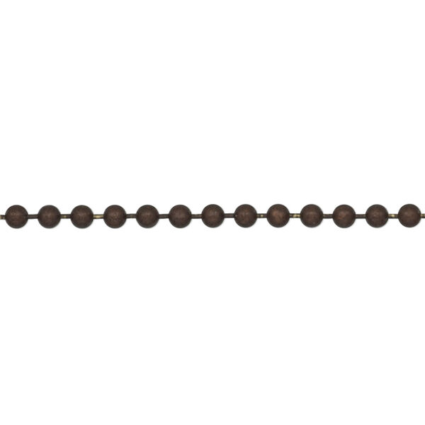 Chain, antique copper-finished steel, 2.4mm ball, 27 inches with 2 connectors. Sold individually. image number 0