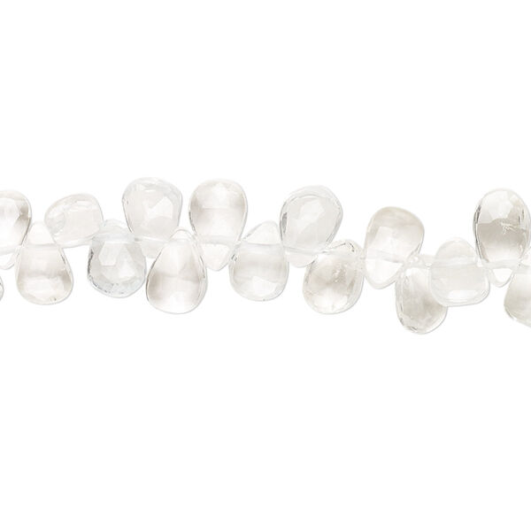 White topaz 1pkg1, hand-cut top-drilled faceted puffed teardrop bead natural 8 inch 6x4mm-8x5mm image number 0