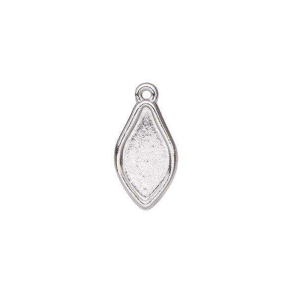 Drop, TierraCast®, white bronze-plated pewter (tin-based alloy), 16.5x9.5mm teardrop with renewal theme and 14x7mm flat back flame setting. Sold per pkg of 4. image number 0