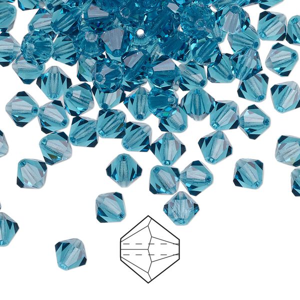 Bead 576pk indicolite, Preciosa Czech crystal 5mm bicone image number 0