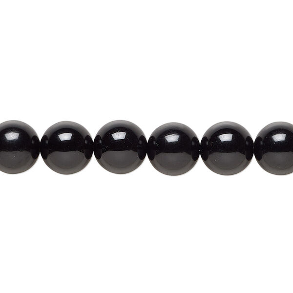 Black tourmaline 1pkg1, round bead natural 15.5-16 inch 8mm image number 0