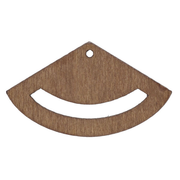 Focal, fiberboard, brown, 2 x 1-1/4 inch top-drilled fan with cutout. Sold per pkg of 6. image number 0