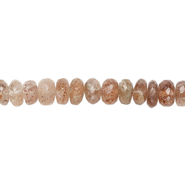 Sunstone 1pkg1, faceted rondelle bead natural 8 inch 6x3mm-7x5mm image number 0