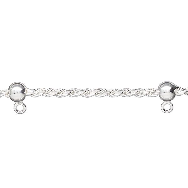 Sterling silver 1pkg1, French rope chain 16 inch / ball / closed loop 2mm / 5mm image number 1