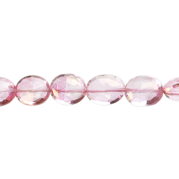 Quartz crystal 1pkg1, hand-cut faceted puffed oval bead 7 inch 8x7mm-10x8mm image number 0