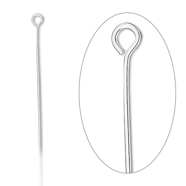 Eye pin, sterling silver-filled, 2-1/8 inches, 22 gauge. Sold per pkg of 10. image number 0