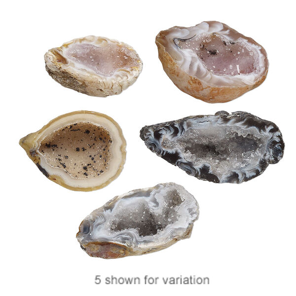 Geode 1pkg2, top-drilled unfinished slice druzy focal natural 27x18mm-34x22mm image number 0