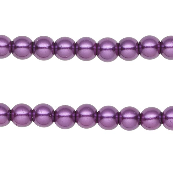 Bead, glass pearl, plum, 5-6mm round. Sold per pkg of (2) 15-inch strands, approximately 140 beads. image number 0