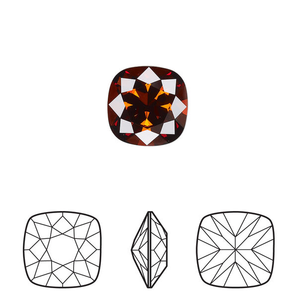Fancy stone 72pk smoked amber foil back, Swarovski® 12mm square 4470 image number 0