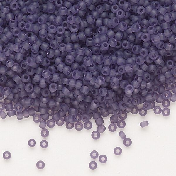 Seed bead, Dyna-Mites™, glass, pkg/1/2kg, #11 round, translucent matte purple, (11MA 11/0 RR). image number 0