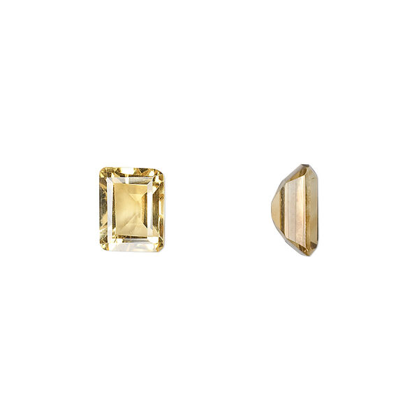 Citrine 1pkg1, hand-cut faceted emerald-cut gem 9x7mm image number 0