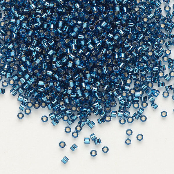 Seed bead, Delica®, glass, pkg/50g, #11 round, transparent silver-lined blue zircon (DB-0608). image number 0