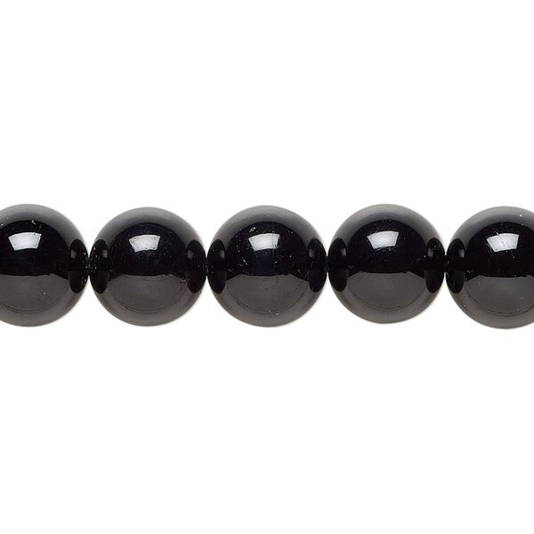 Black tourmaline 1pkg1, round bead natural 15.5-16 inch 10mm image number 0