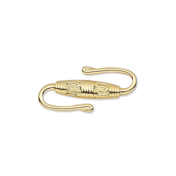 Clasp, S-hook, gold-plated brass, 25x15.5mm single-sided. Sold per pkg of 10. image number 0