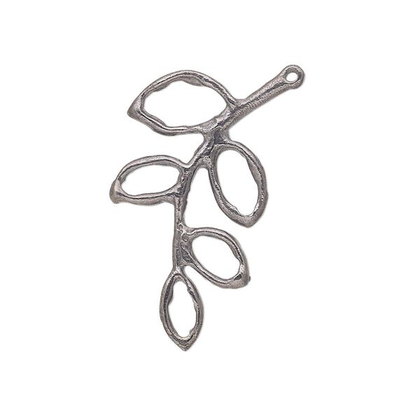 Focal, patinaed copper-plated brass, 32x23mm open 5-leaf branch. Sold per pkg of 4. image number 0