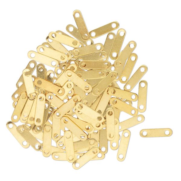 Spacer bar, antique gold-finished brass, 9x3mm 2-strand, fits up to 6mm round beads. Sold per pkg of 100. image number 0