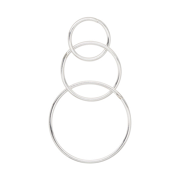 Drop, sterling silver, 3 linked circles, 19mm, 14mm, 10mm. Sold individually. image number 0