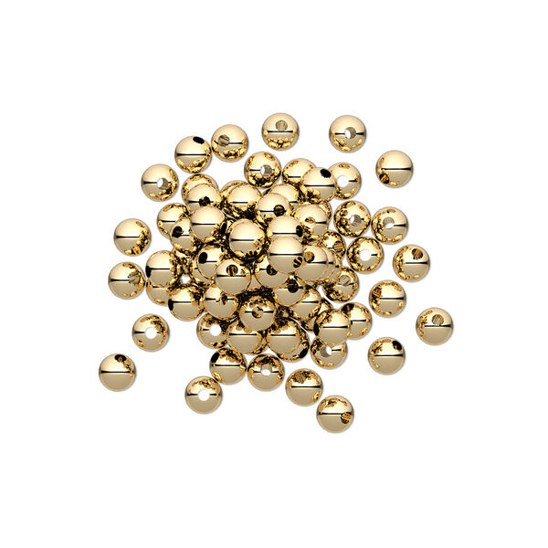 Bead, 14Kt gold-filled, 3mm smooth round. Sold per pkg of 20. image number 0