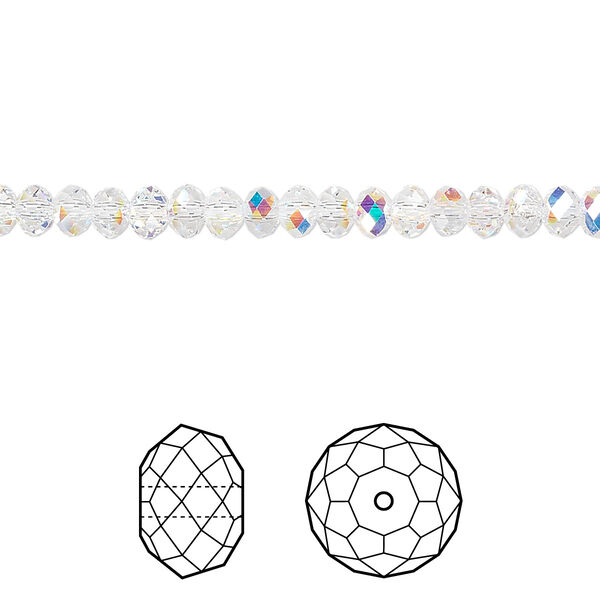 Bead 12pk crystal AB, Crystal Passions® 4x3mm rondelle 5040 image number 0