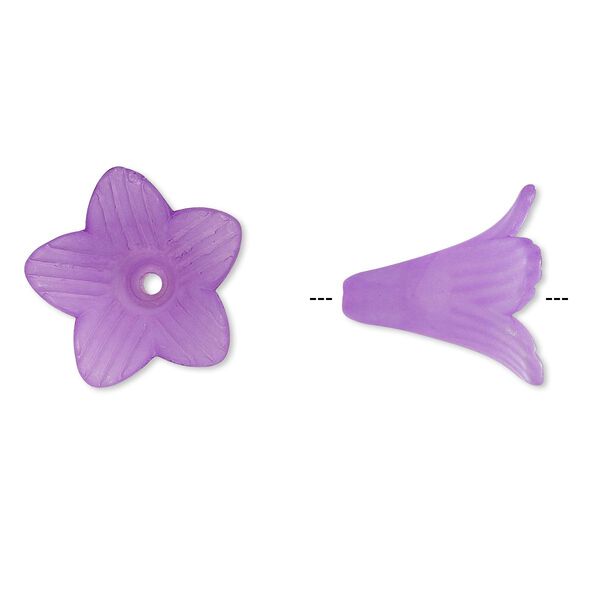 Component, acrylic, frosted violet, 22x22mm flower. Sold per pkg of 25. image number 0