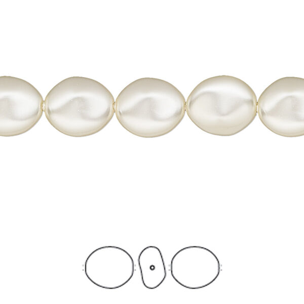 Pearl 250pk cream, Swarovski® 10x9mm baroque coin 5842 image number 0