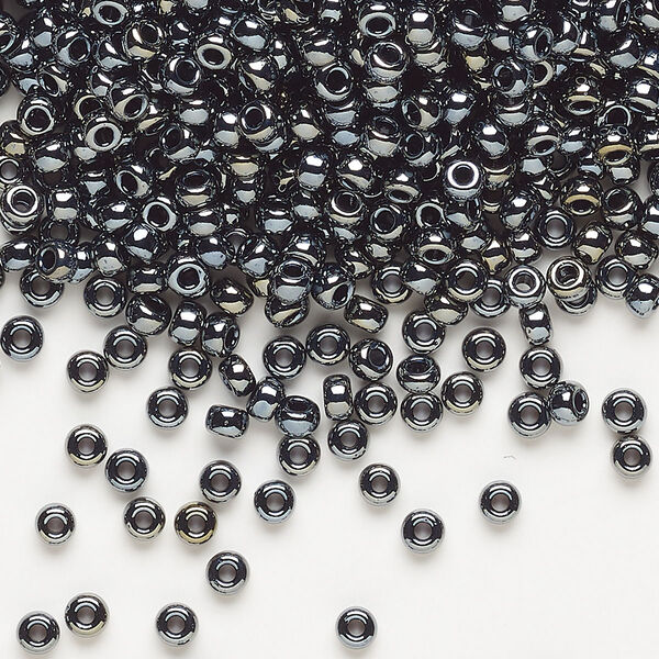 Seed bead, Miyuki, glass, pkg/250g, #8 rocaille, opaque light gunmetal (RR-464). image number 0