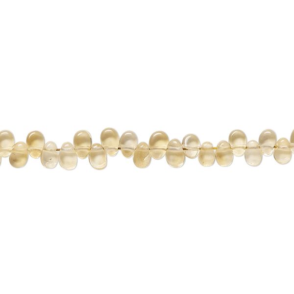 Citrine 1pkg1, hand-cut top-drilled flat teardrop bead 9 inch 4x3mm image number 0