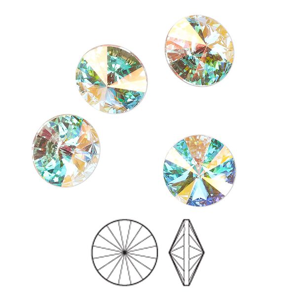 Chaton 8pk crystal AB foil back, Preciosa MAXIMA Czech crystal rhinestone 10.54-10.91mm rivoli SS47 image number 0