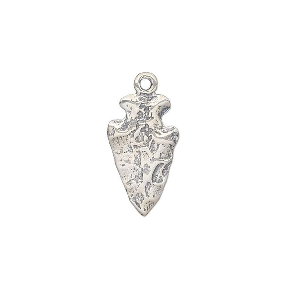 Charm, antiqued sterling silver, 17x10.5mm single-sided arrowhead. Sold individually. image number 0
