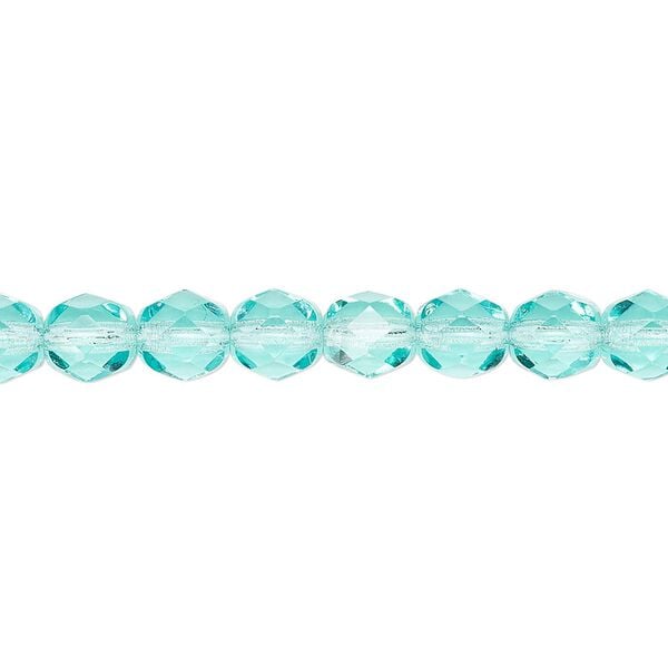 Bead, Czech fire-polished glass, transparent light aqua, 6mm faceted round. Sold per pkg of 1,200 (1 mass). image number 0