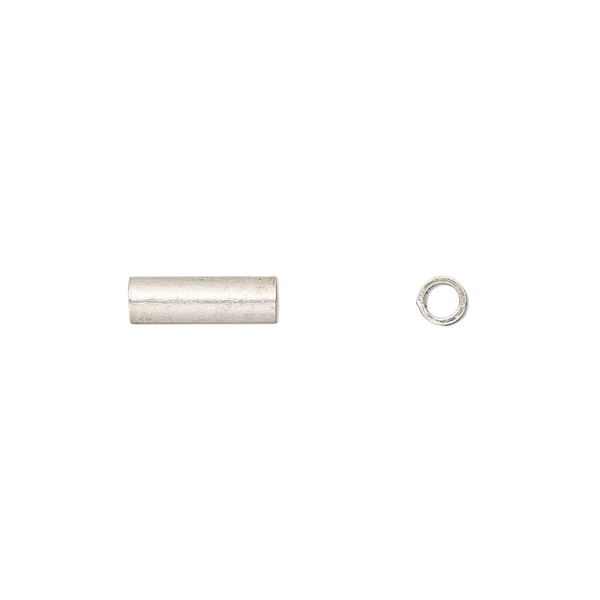 Crimp, Artistic Wire®, silver-plated copper, 10x3mm tube, 2mm inside diameter. Sold per pkg of 50. image number 0