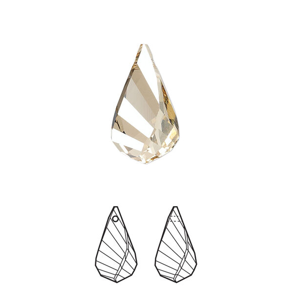 Drop 1pk crystal golden shadow, Crystal Passions® 18x10mm pendant helix 6020 image number 0