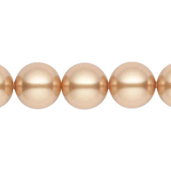 Pearl 100pk bright gold, Swarovski® 12mm round 5810 image number 0