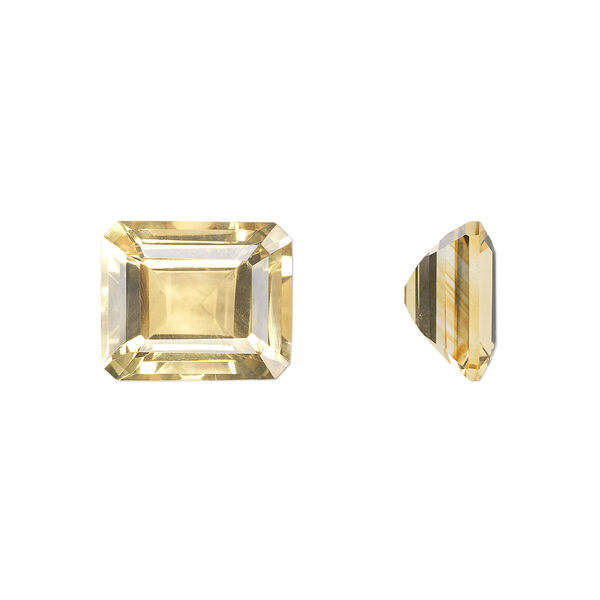 Citrine 1pkg1, hand-cut faceted emerald-cut gem 12x10mm image number 0