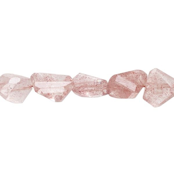 Strawberry quartz 1pkg1, hand-cut faceted freeform bead natural 8 inch 8x6mm-12x10mm image number 0