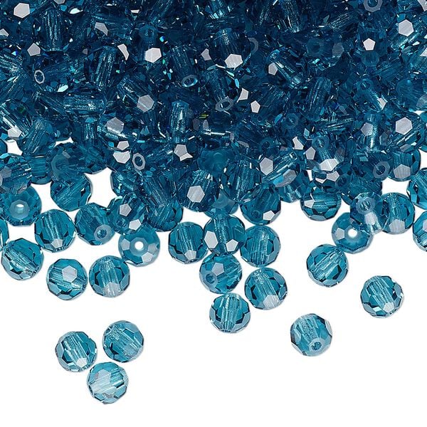 Bead 24pk indicolite, Preciosa Czech crystal 4mm round image number 0