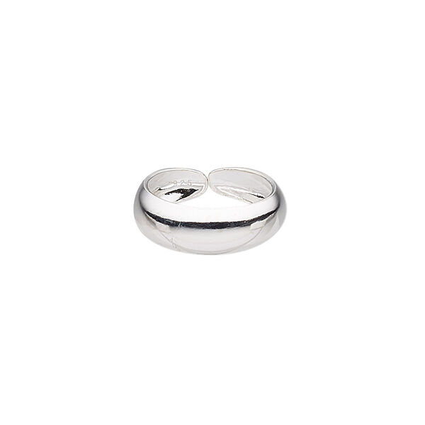 Toe ring, sterling silver, plain band, adjustable. Sold individually. image number 0