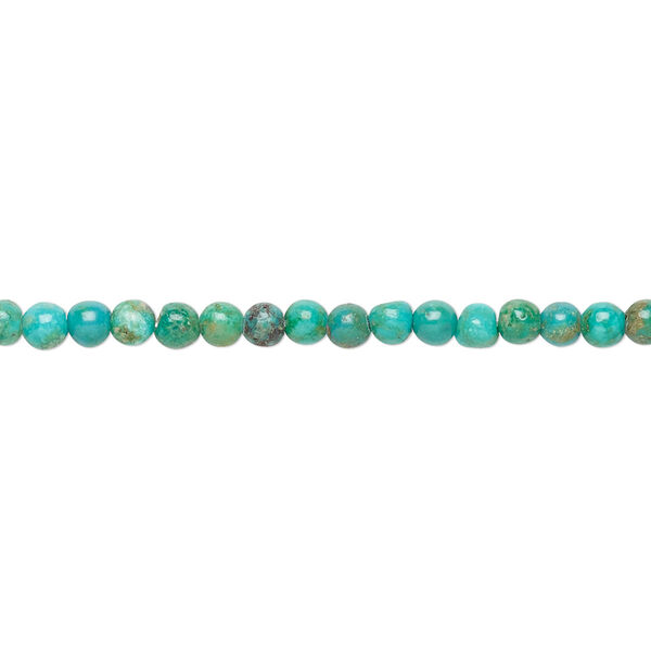 Bead, turquoise (dyed / stabilized), 2.5-3mm round, B grade, Mohs hardness 5 to 6. Sold per 15-1/2" to 16" strand. image number 0