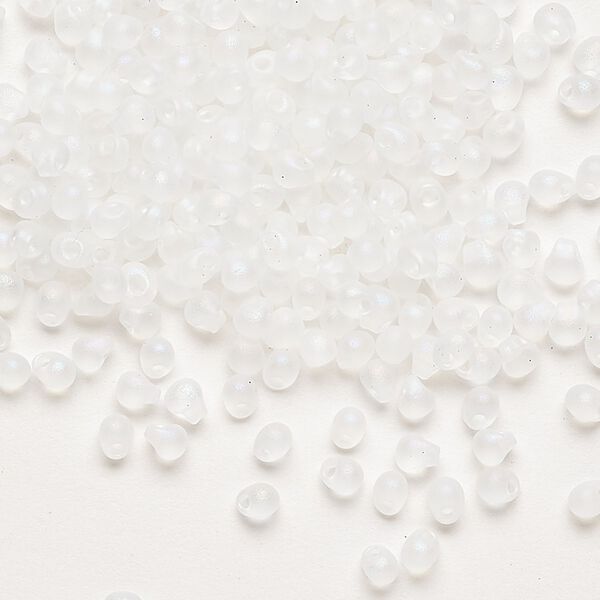 Seed bead, Miyuki, glass, pkg/250g, 3.3x2.8mm mini fringe, translucent matte rainbow clear (DP-131FR). image number 0