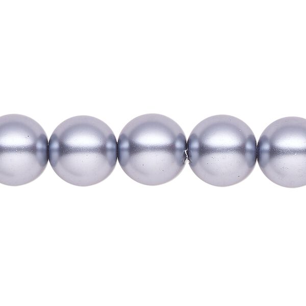 Pearl 2pk pewter, Celestial Crystal® 10mm round 15.5-16 inch image number 0