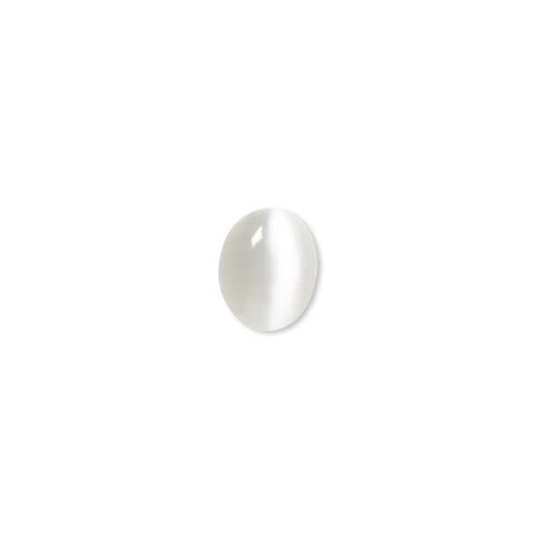 Cabochon, cat's eye glass (fiber optic glass), grey, 10x8mm calibrated oval, quality grade. Sold per pkg of 10. image number 0