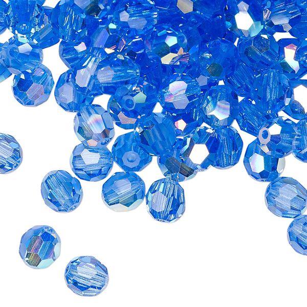 Bead 24pk sapphire AB, Preciosa Czech crystal 6mm round image number 0