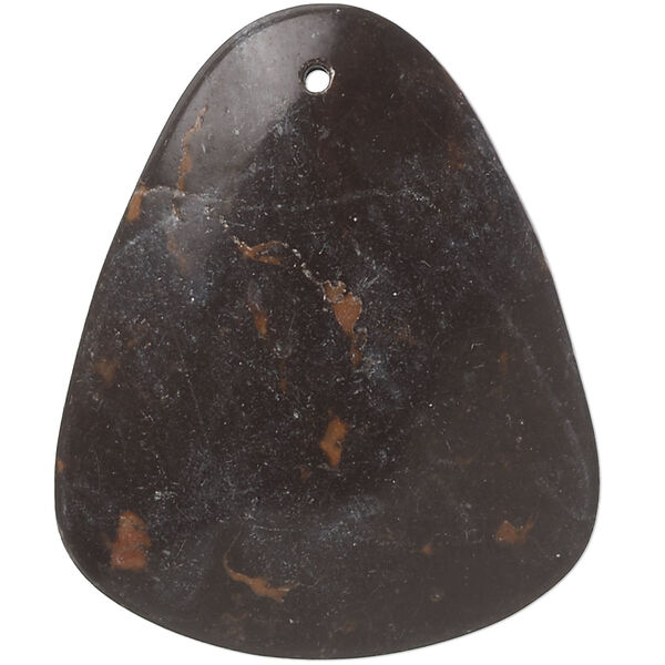 Focal, portoro marble (natural), 42x42x32mm-45x45x38mm puffed rounded triangle with flat back, C grade, Mohs hardness 3. Sold individually. image number 0